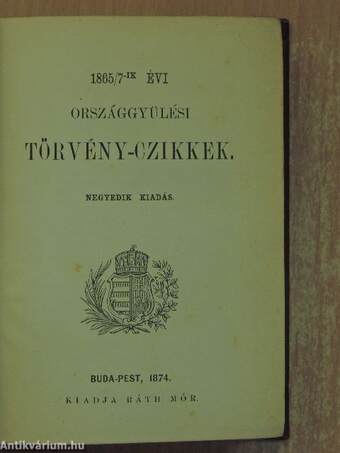 Országgyülési törvény-czikkek 1865-1895. 1-28./Az 1865-1886. évi országgyülési törvényczikkek betüsoros tárgymutatója