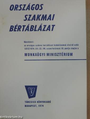 Országos szakmai bértáblázat