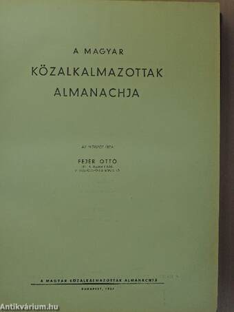 A Magyar Közalkalmazottak Almanachja 1937.