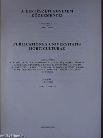 A Kertészeti Egyetem Közleményei 1979/10. I-II.