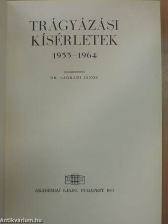 Trágyázási kísérletek 1955-1964