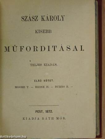 Szász Károly kisebb műforditásai I. (töredék)