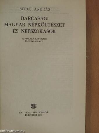 Barcasági magyar népköltészet és népszokások