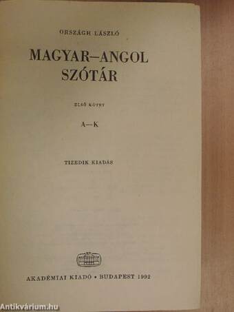 Magyar-angol nagyszótár 1-2.