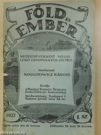 Föld és Ember 1922/1.