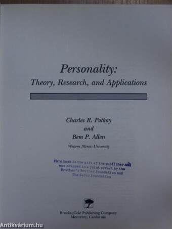 Personality: Theory, Research and Applications