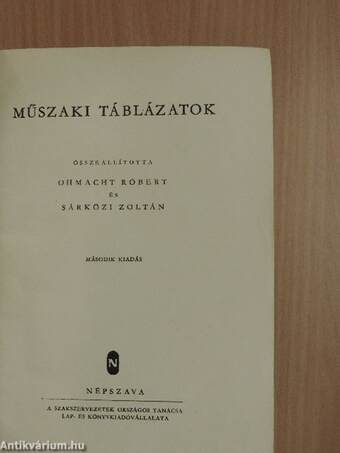 Műszaki táblázatok