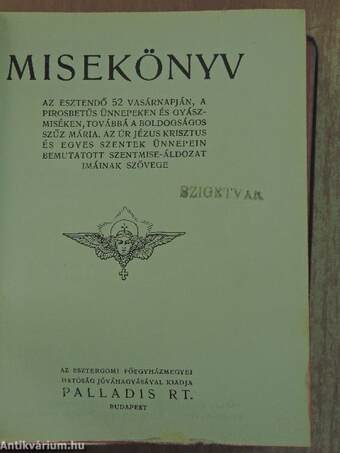 Misekönyv/Szentmise-énekek és litániák