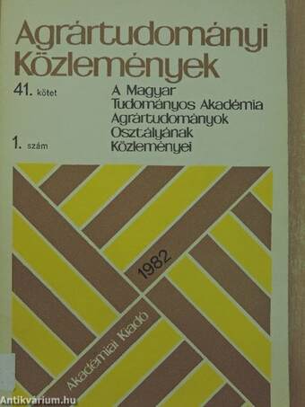 Agrártudományi Közlemények 1982/1.