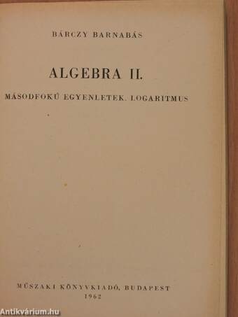 Algebra II.