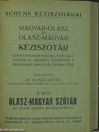 Magyar-olasz és olasz-magyar kéziszótár I-II.