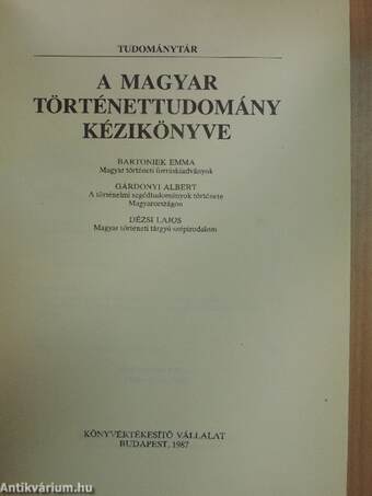 A magyar történettudomány kézikönyve