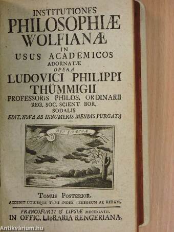 Institutiones philosophiae Wolfianae I-II.