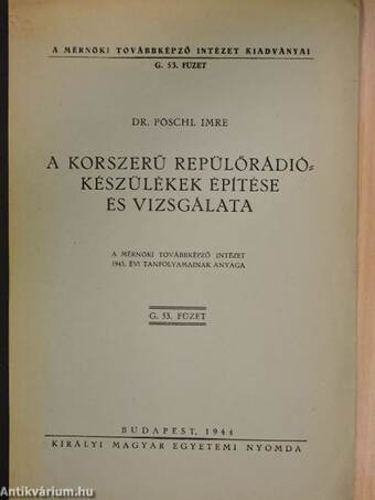 A korszerű repülőrádiókészülékek építése és vizsgálata