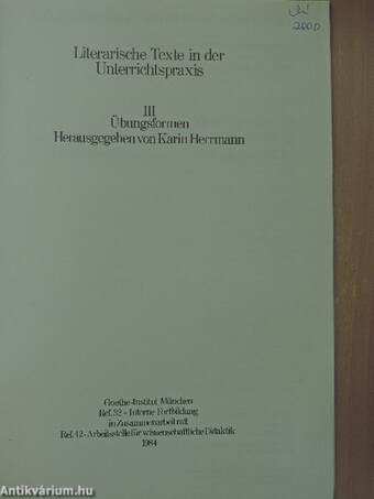 Literarische Texte in der Unterrichtspraxis III.