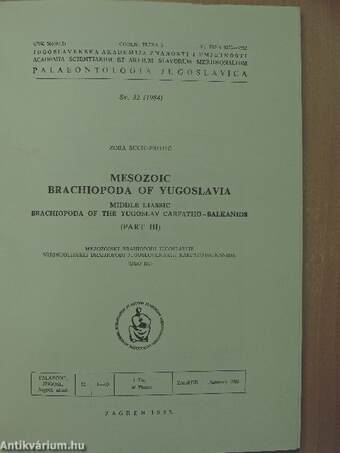 Mesozoic Brachiopoda of Yugoslavia