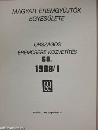 Országos éremcsere közvetítés 1988/1.