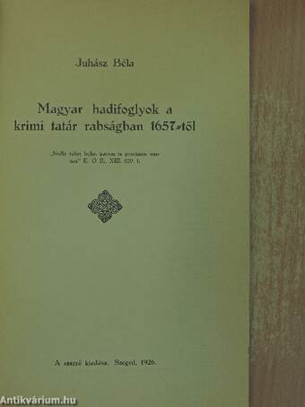 Magyar hadifoglyok a krimi tatár rabságban 1657-től