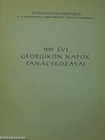 1959. évi Georgikon Napok tanácskozásai
