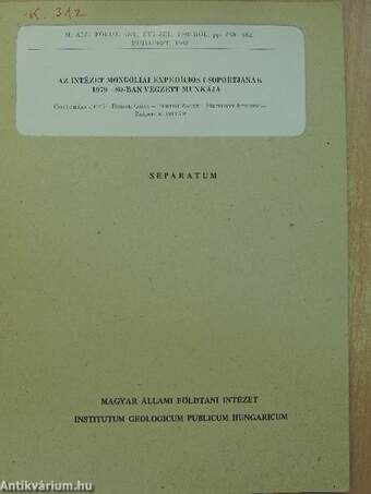 Az intézet mongóliai expedíciós csoportjának 1979-80-ban végzett munkája