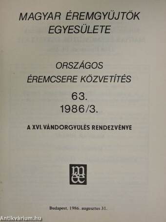 Országos éremcsere közvetítés 1986/3.