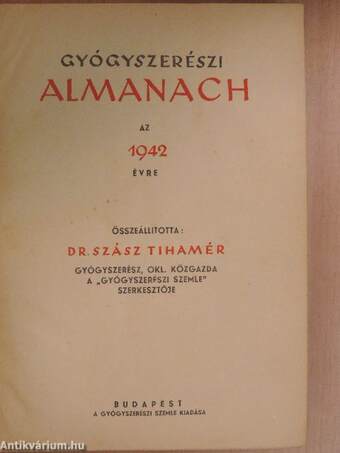 Gyógyszerészi almanach az 1942. évre