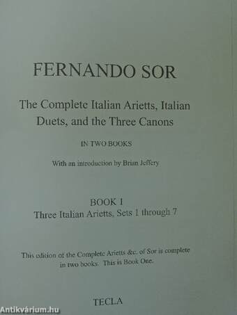 The Complete Italian Arietts, Italian Duets, and the Three Canons I-II.