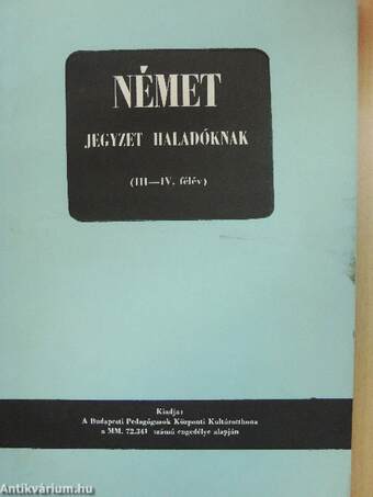 Német jegyzet haladóknak (III.-IV. félév)