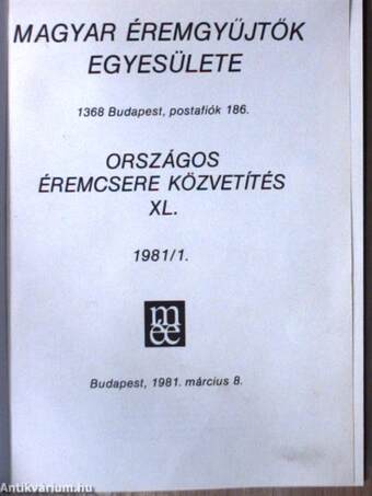 Országos éremcsere-közvetítés 1981-2005. I-IV.