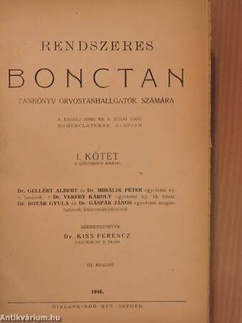 Rendszeres bonctan I-II.