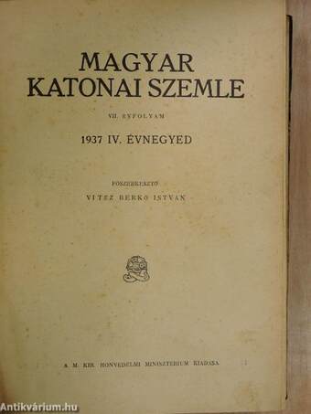 Magyar Katonai Szemle 1937. (nem teljes évfolyam)