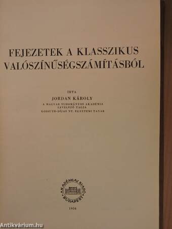 Fejezetek a klasszikus valószínűségszámításból