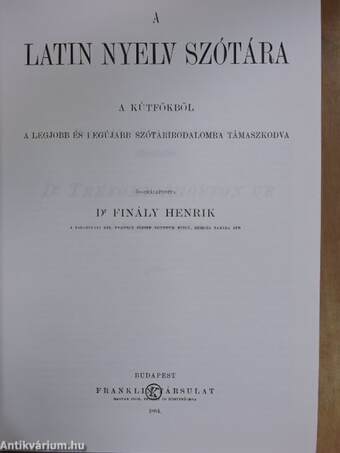 A latin nyelv szótára