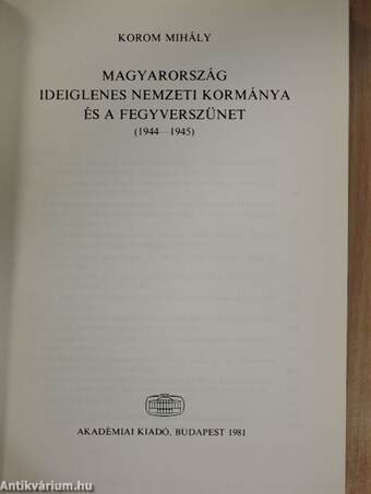 Magyarország ideiglenes nemzeti kormánya és a fegyverszünet