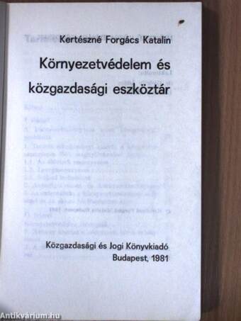 Környezetvédelem és közgazdasági eszköztár