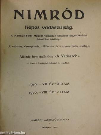 Nimród 1919. január 1.-április 10./1920. (nem teljes évfolyam)