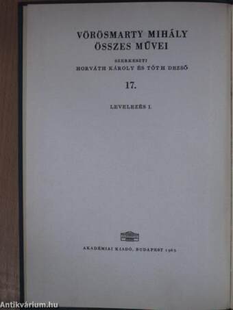 Vörösmarty Mihály levelezése I. (töredék)