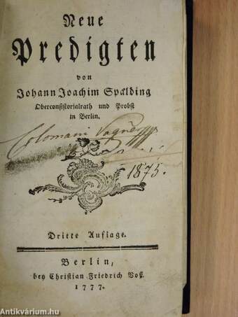 Neue Predigten von Johann Joachim Spalding (gótbetűs)