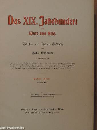 Das XIX. Jahrhundert in Wort und Bild I-IV. (gótbetűs)