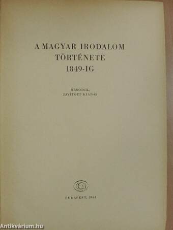 A magyar irodalom története 1849-ig