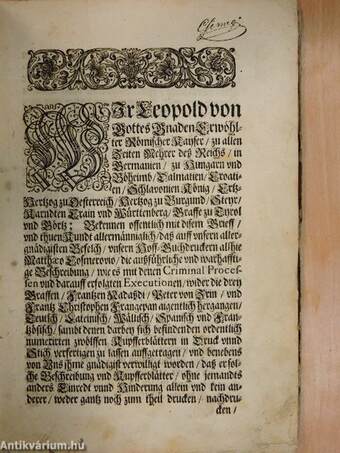 Aussführliche und Warhafftige Beschreibung wie es mit denen Criminal-Prozessen, und darauff erfolgten executionen wider die drey graffen Frantzen Nadasdi, Peter von Zrin, und Frantz Christophen Frangepan eigentlich hergangen (gótbetűs)