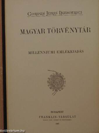 "34 kötet a Corpus Juris Hungarici-Magyar törvénytár sorozatból (nem teljes sorozat)"