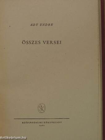 Ady Endre összes versei II. (töredék)