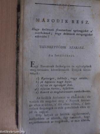 Pilger Frideriknek kapitány és barmot-orvoslónak könyve, a' marha tartásról (rossz állapotú)