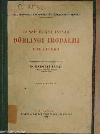 Gr. Széchenyi István döblingi irodalmi hagyatéka II. (rossz állapotú)