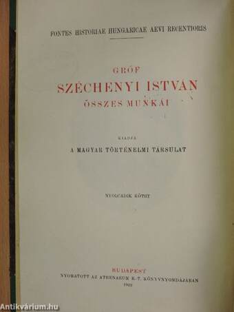 Gr. Széchenyi István döblingi irodalmi hagyatéka II. (rossz állapotú)