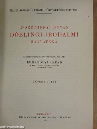 Gr. Széchenyi István döblingi irodalmi hagyatéka II. (rossz állapotú)