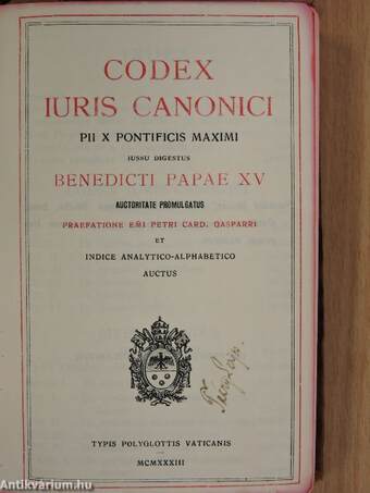 Codex Iuris Canonici (rossz állapotú)