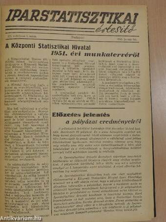 Iparstatisztikai Értesítő 1951. január-december