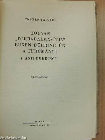 Hogyan "forradalmasítja" Eugen Dühring úr a tudományt